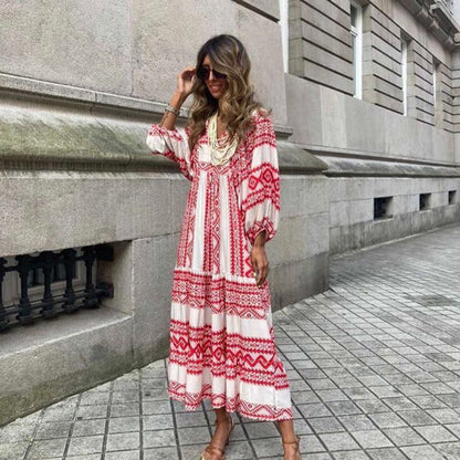 Emily – Elegant Boho Dress with Vintage Print