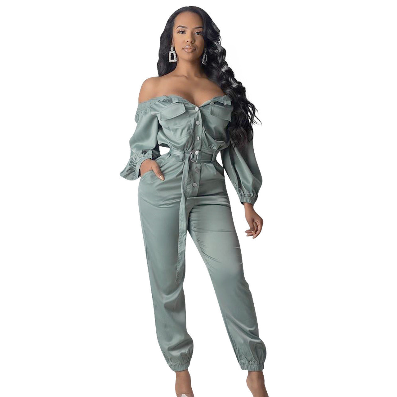 Christina – Streetwear Jumpsuit with Sexy Off-Shoulder Design