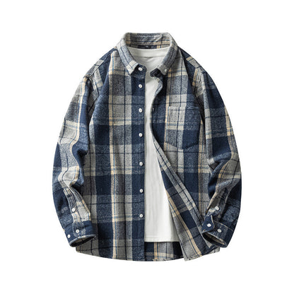 Leonard – Long Sleeve Men's Flannel Shirt with Plaid Pattern
