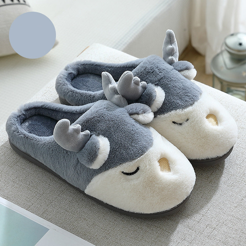 Kelly – Cozy Winter Moose Plush Slippers
