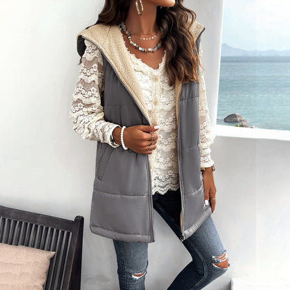 Marie – Casual Women's Vest with Hood and Pockets