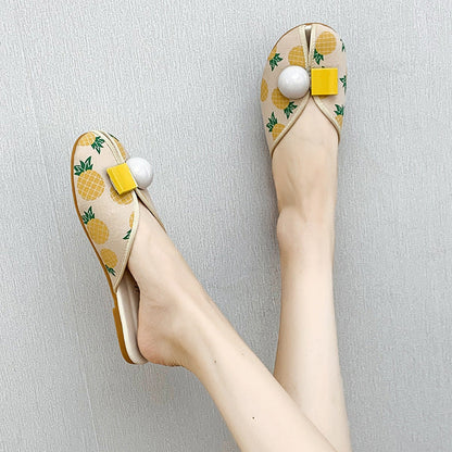 Margaret – Flat Women's Beach Slippers with Cherry Toe Cap