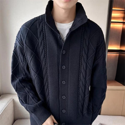Abigail – Simple Cardigan with Retro Collar and Long Sleeves