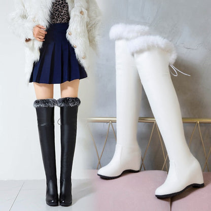 Barbara – High Boots with Wedge and Faux Fur