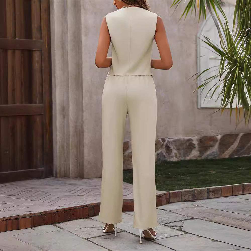 Audrey – Women's Summer Suit with Buttons and Straight Pants