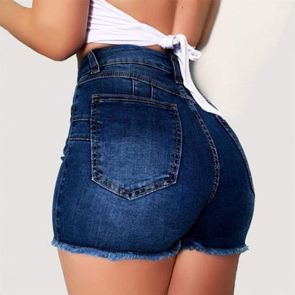 Leah – Slim Washed Denim Shorts for Women