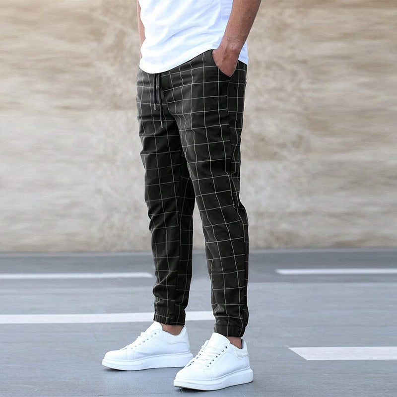 Tommy – Casual Checkered Men's Trousers with Drawstring