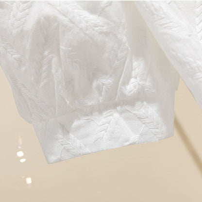 Amy – Cotton Blouse with Puff Sleeves and Embroidery