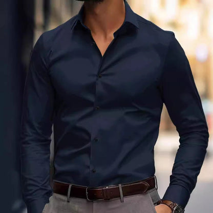 Miles – Business Shirt with Lapel and Solid Design