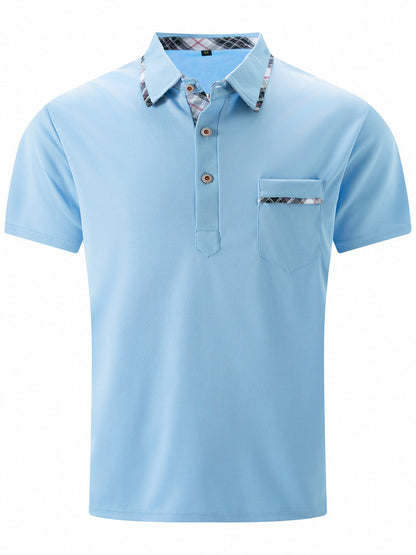 Edward – Asymmetric Men's Polo Shirt with Dot Pattern