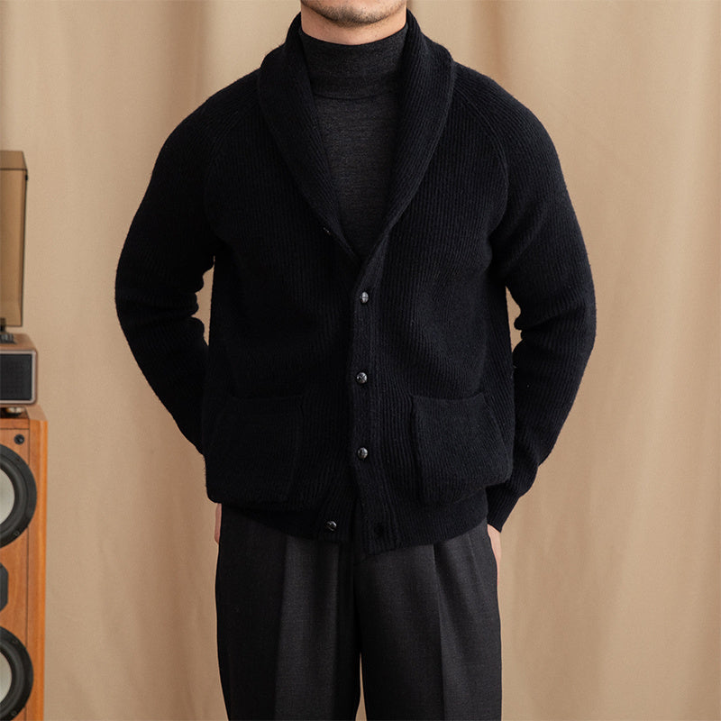 James – Thick Vintage Men's Cardigan in Retro Style