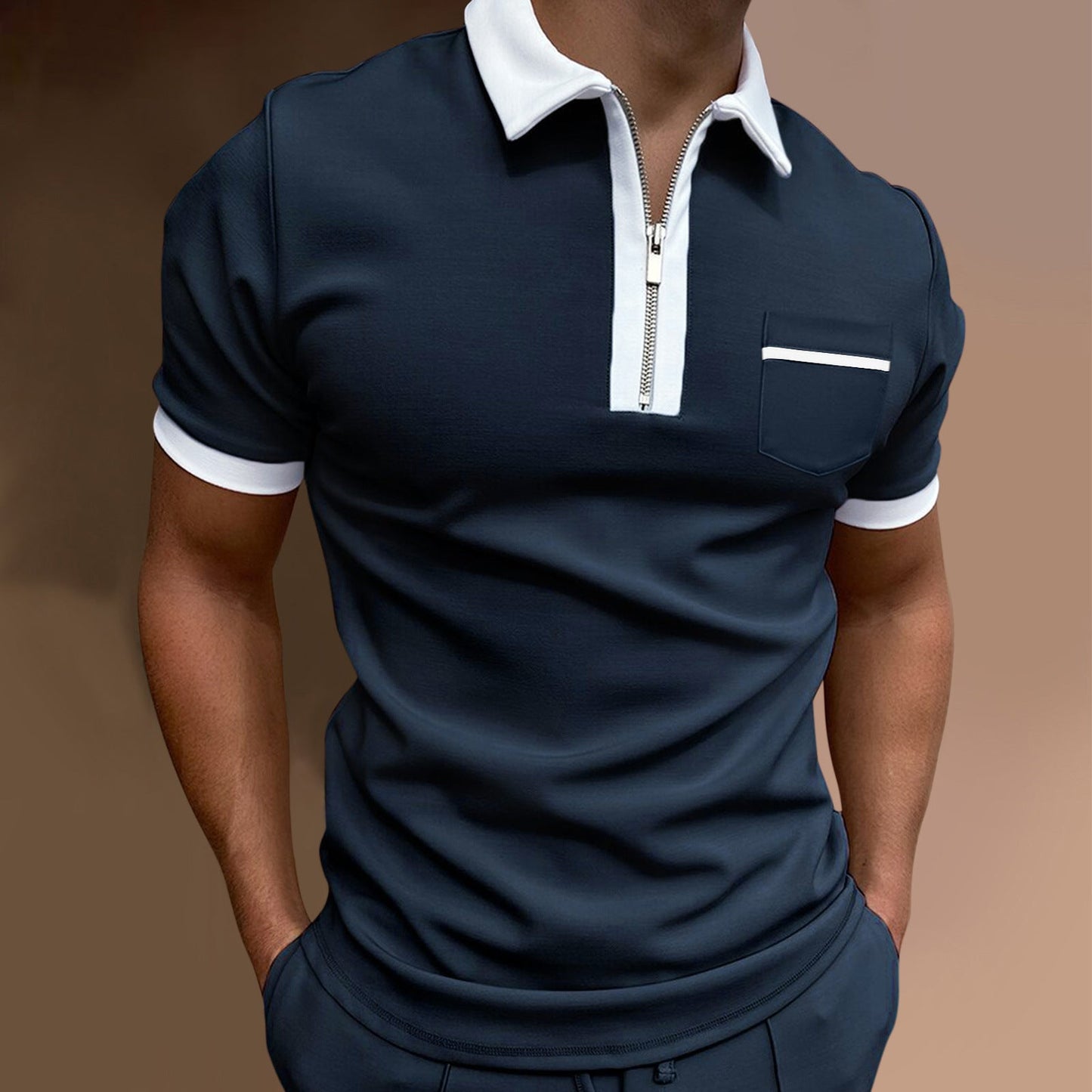 Elliot – Stylish Men's Polo Shirt with Lapel Collar and Slim Fit