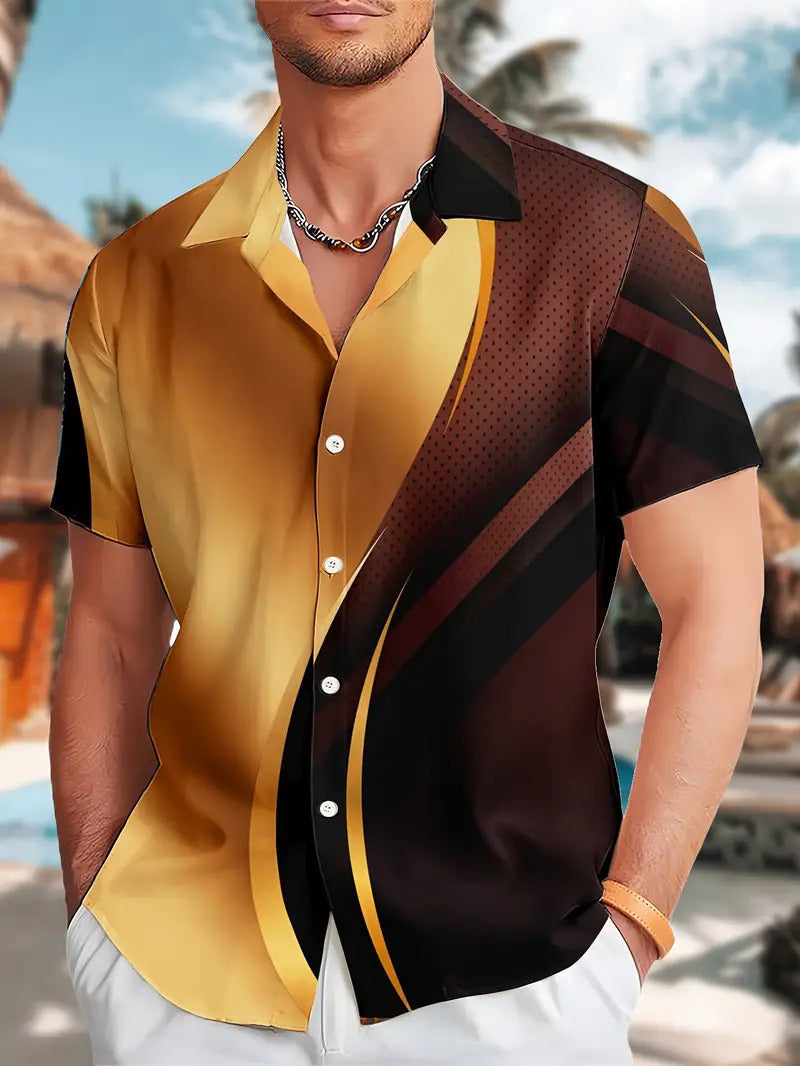 Alex – Casual Geometric Short Sleeve Shirt for Men