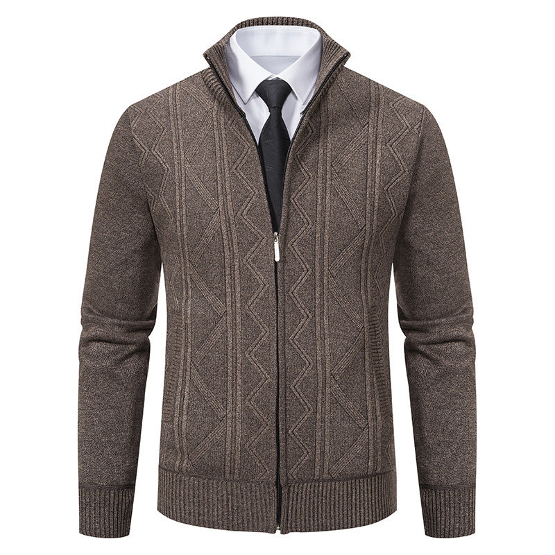 Bernard – Wool Men's Cardigan with Stand Collar for Fall and Winter
