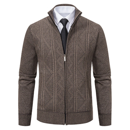 Bernard – Wool Men's Cardigan with Stand Collar for Fall and Winter
