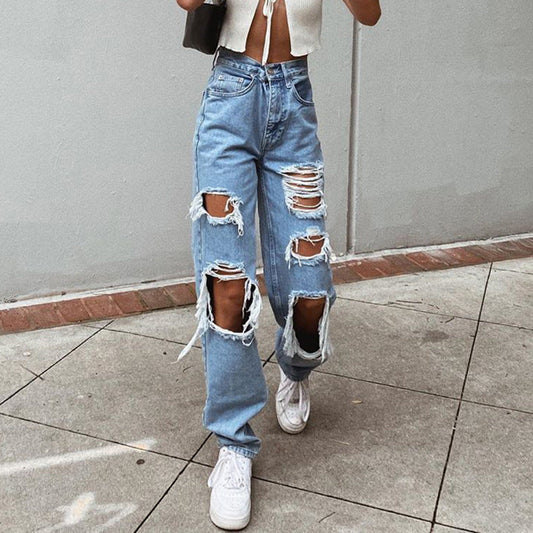 Hayley – Slim Fit Women's Jeans with Distressed Details