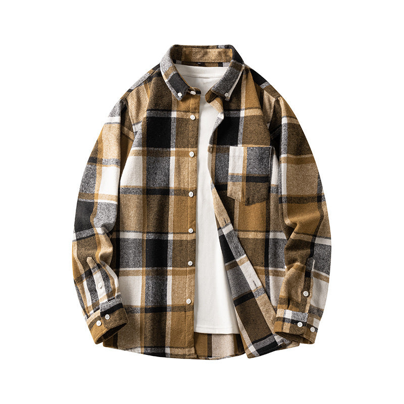 Leonard – Long Sleeve Men's Flannel Shirt with Plaid Pattern