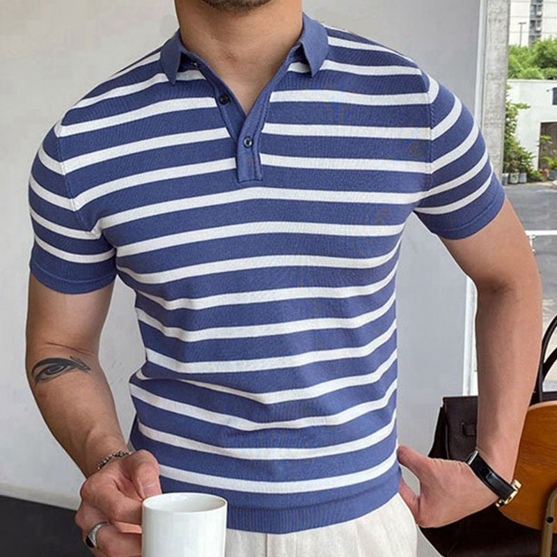 Nathaniel – Striped Business Polo Shirt for Men