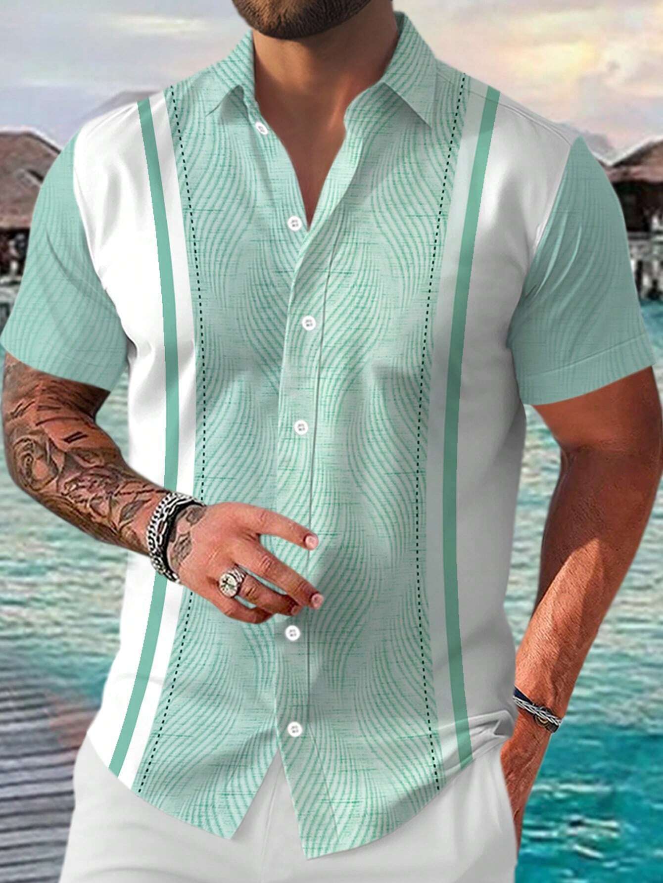 Alex – Casual Geometric Short Sleeve Shirt for Men