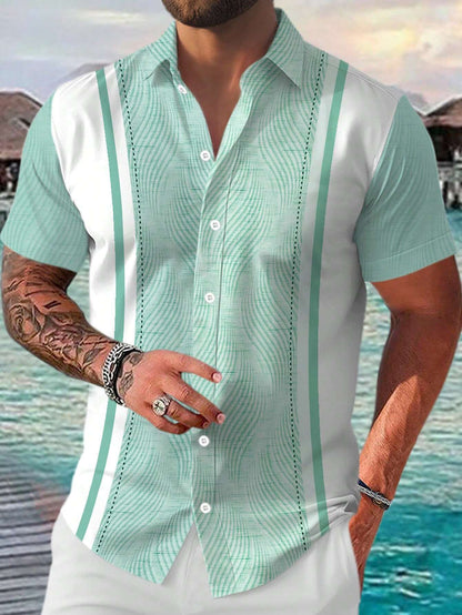 Alex – Casual Geometric Short Sleeve Shirt for Men