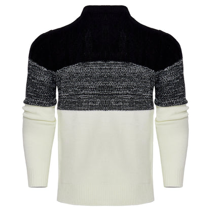 Callum – Casual Color Block Long Sleeve Sweater with Cable Knit