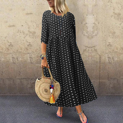 Clara – Elegant Polka Dot Mid Sleeve Women's Tunic Dress