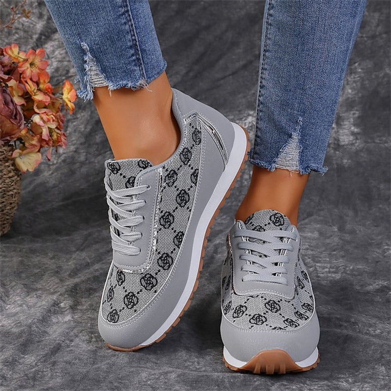 Jessica – Floral Pattern Lace-Up Lightweight Breathable Sneakers for Women