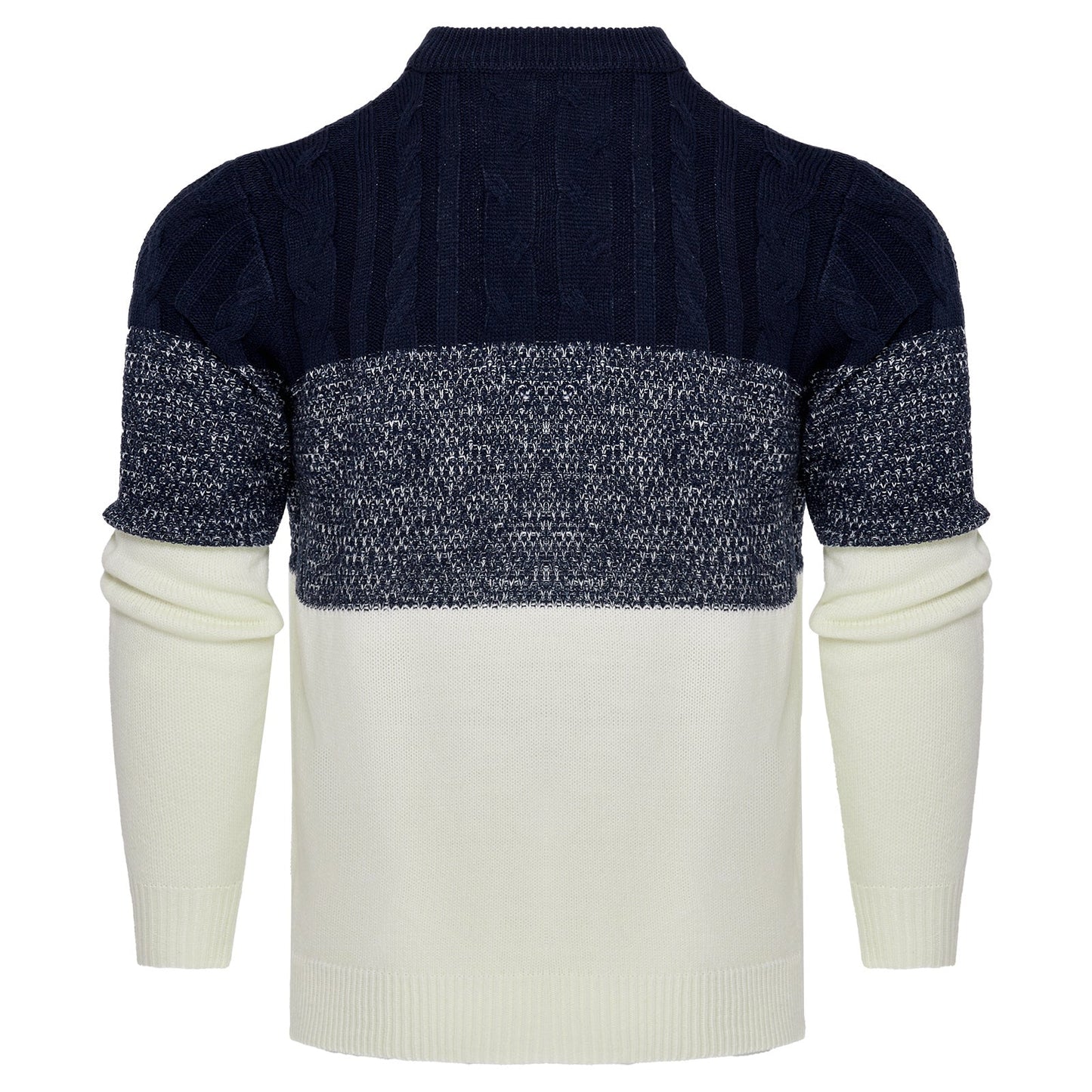 Callum – Casual Color Block Long Sleeve Sweater with Cable Knit