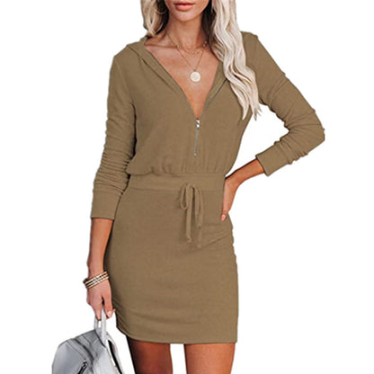 Jane – Hooded Tunic Dress with Zipper