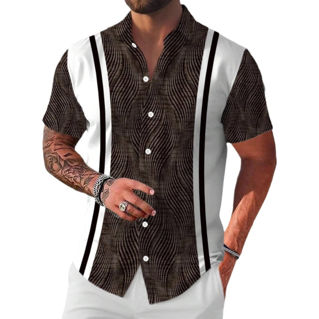 Alex – Casual Geometric Short Sleeve Shirt for Men