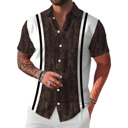 Alex – Casual Geometric Short Sleeve Shirt for Men