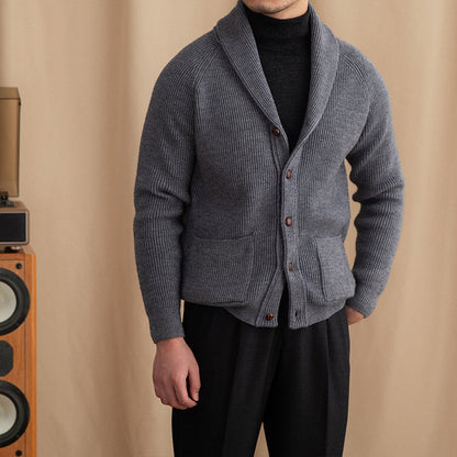 James – Thick Vintage Men's Cardigan in Retro Style