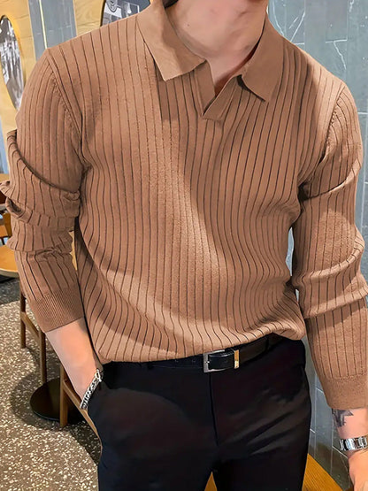 Garry – Slim Men's Polo Shirt with Waffle Texture