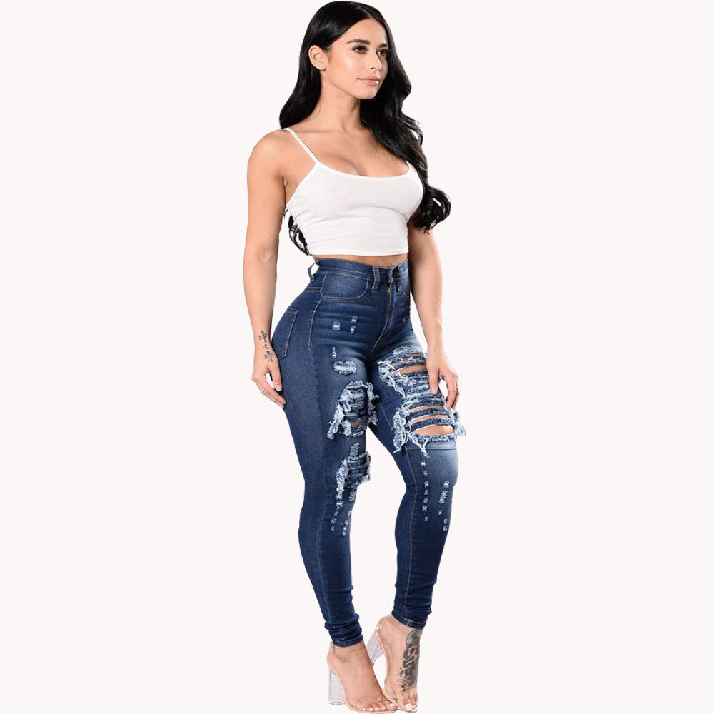 Patricia – Distressed Women's Jeans with Wash