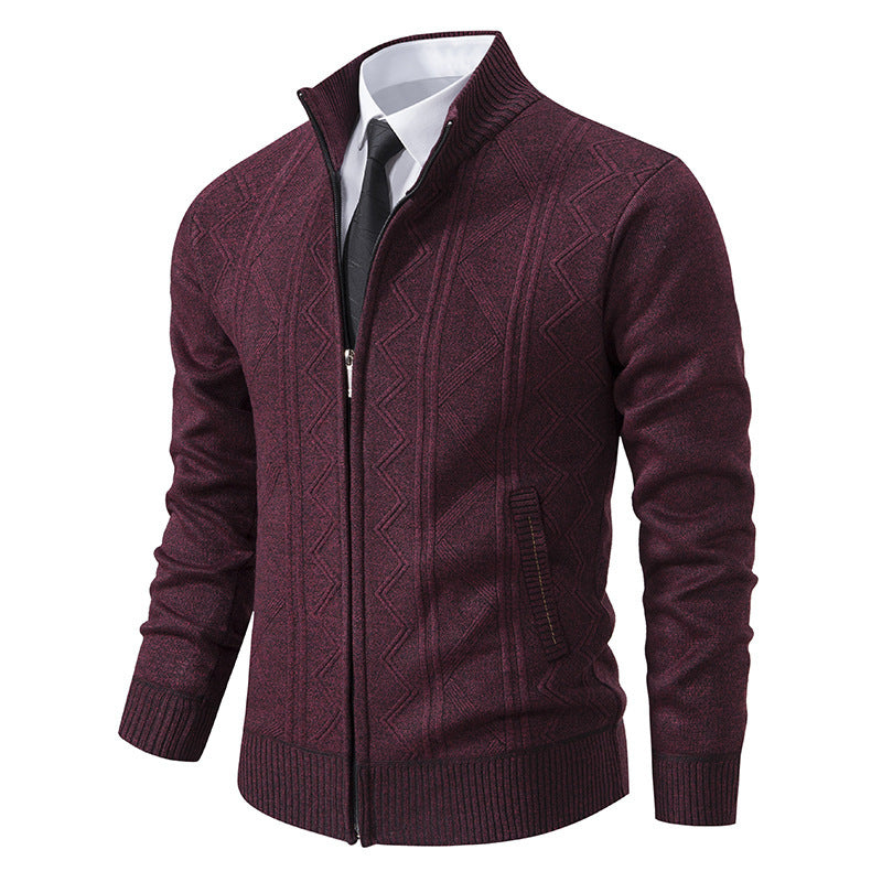 Bernard – Wool Men's Cardigan with Stand Collar for Fall and Winter