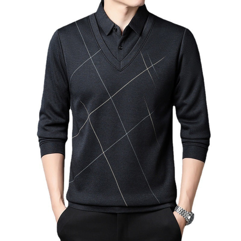 Lionel – Long Sleeve T-Shirt in Faux Two-Piece for Men