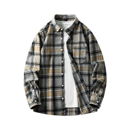 Leonard – Long Sleeve Men's Flannel Shirt with Plaid Pattern