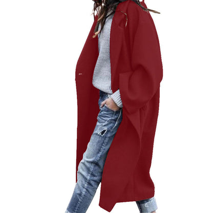 Stephanie – Long Women's Coat with Pockets and Wool Fabric