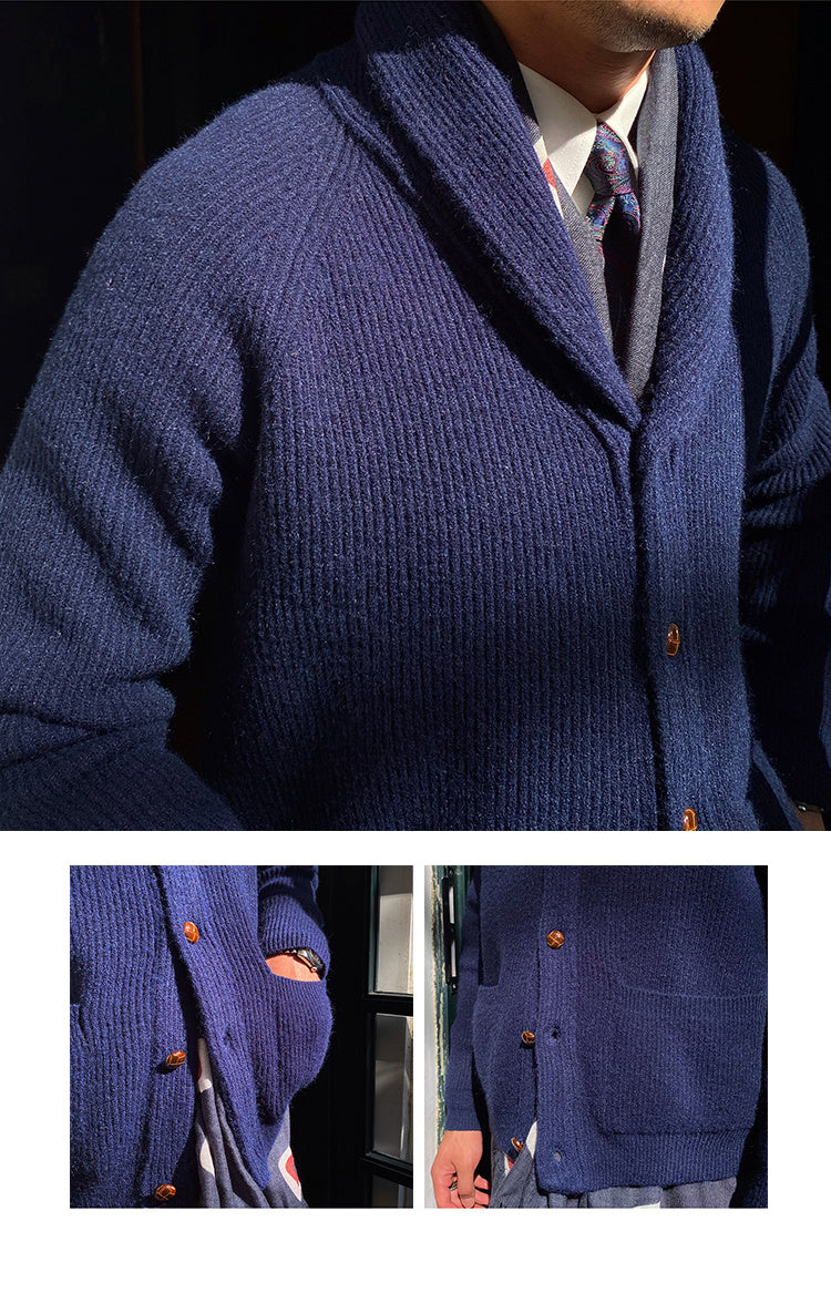 James – Thick Vintage Men's Cardigan in Retro Style