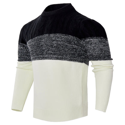 Callum – Casual Color Block Long Sleeve Sweater with Cable Knit