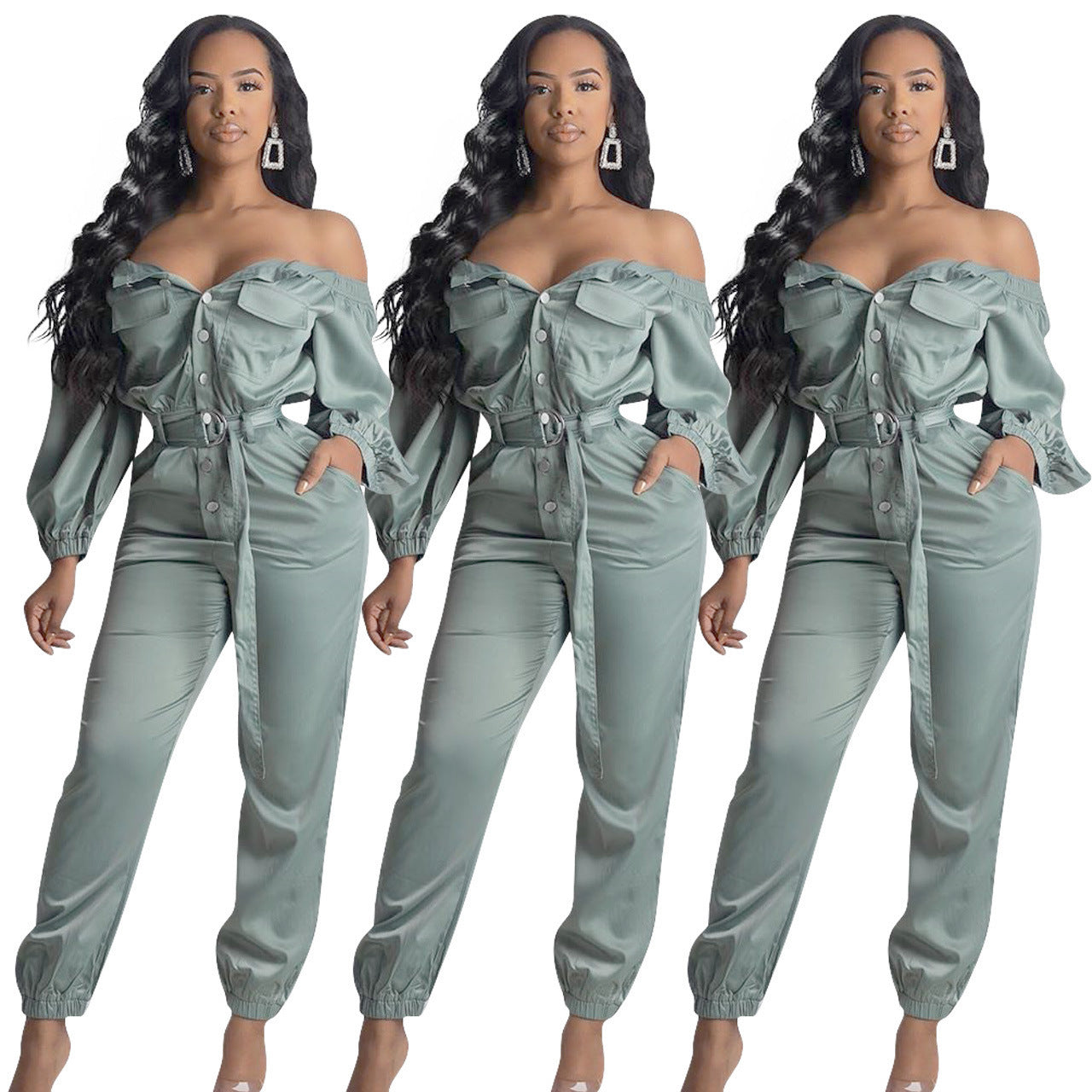 Christina – Streetwear Jumpsuit with Sexy Off-Shoulder Design