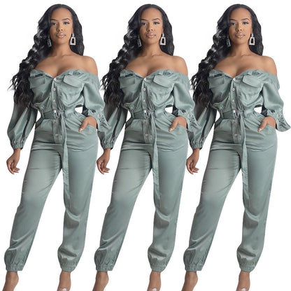 Christina – Streetwear Jumpsuit with Sexy Off-Shoulder Design