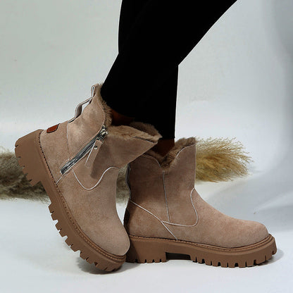 Leah – Thick Plush Snow Boots in Premium Vegan Suede with Non-Slip Sole