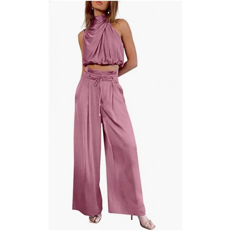 Carly – Fashionable Sleeveless Top and Wide Leg Pants Set