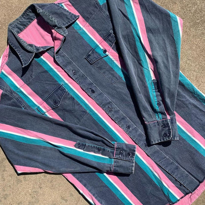 Ricky – Casual Men's Shirt with Retro Print and Long Sleeves