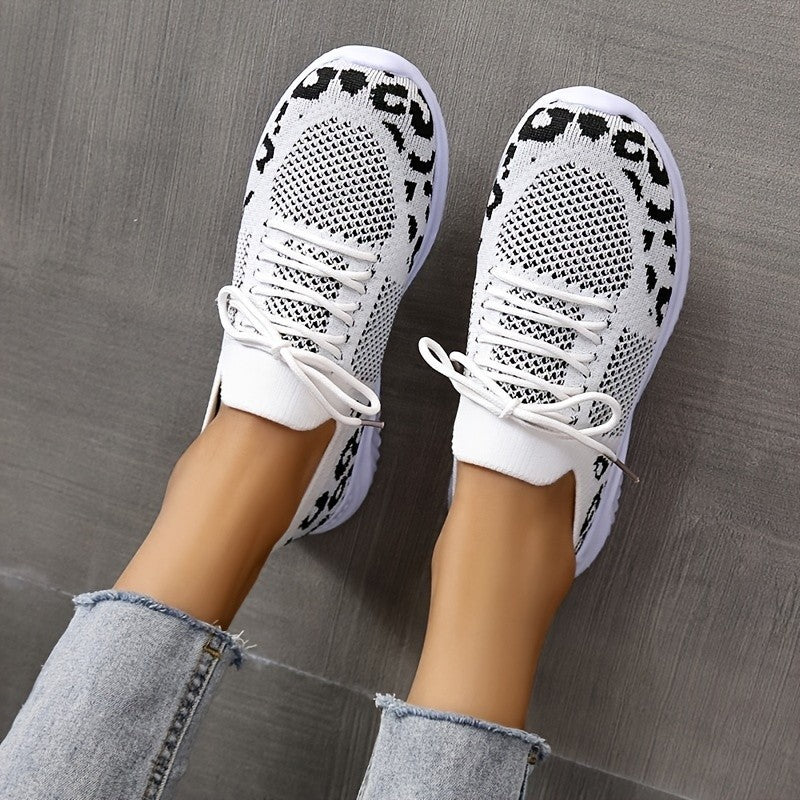 Sarah – Leopard Print Lace-Up Sneakers for Women