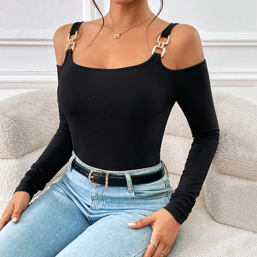 Samantha – Simple Strap Top with Metal Hooks and Long Sleeves