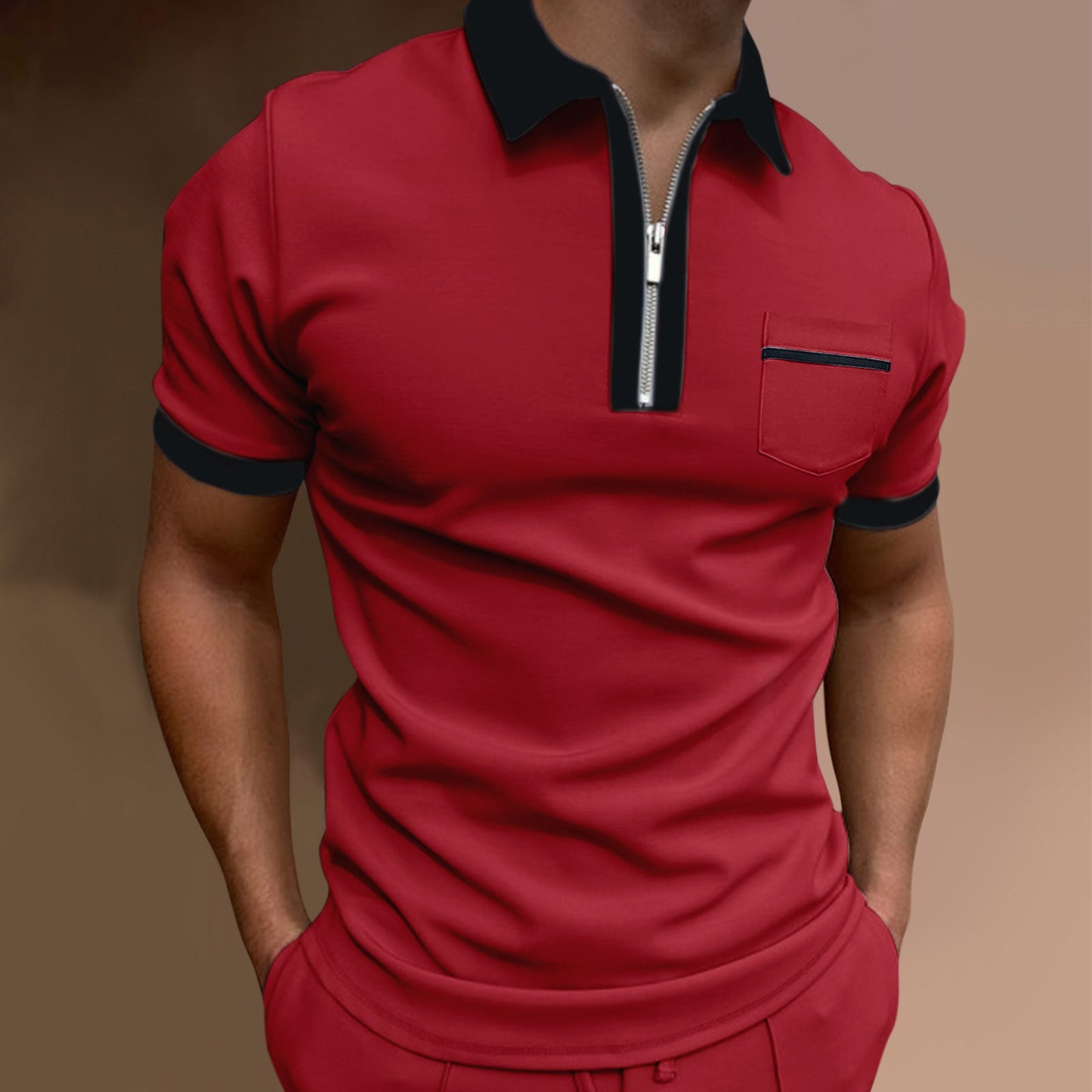 Elliot – Stylish Men's Polo Shirt with Lapel Collar and Slim Fit