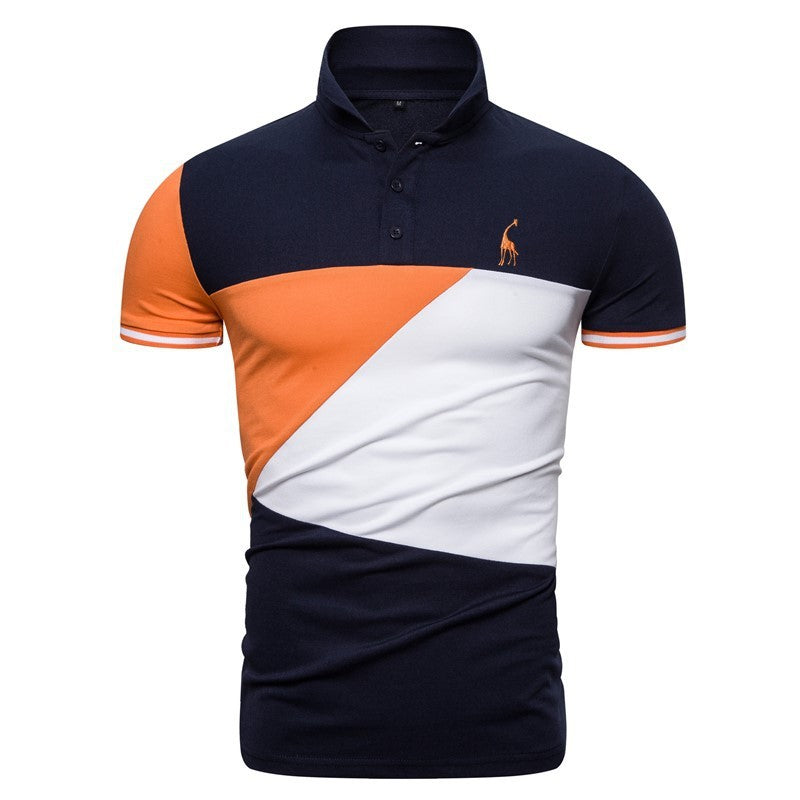 Lionel – Short Sleeve Men's Polo Shirt with Deer Embroidery