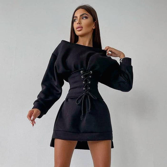 Joy – Long Sleeve Lace-Up Tunic Dress